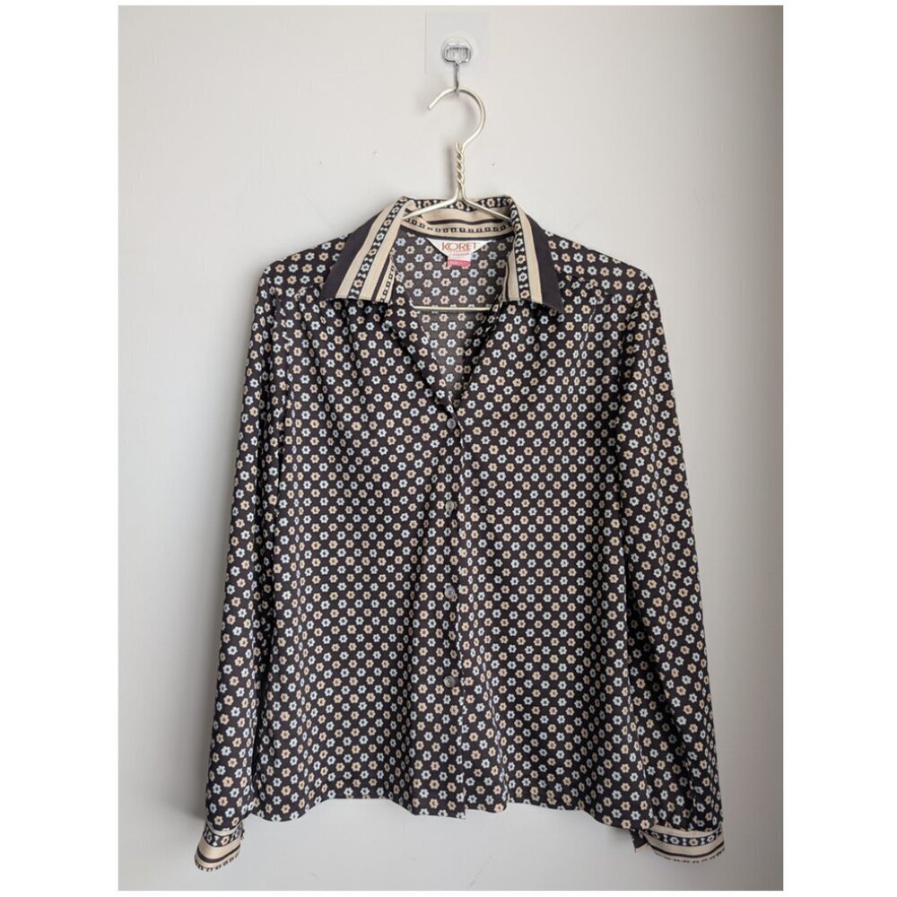 Vintage 70's floral print poly button up